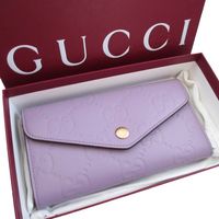 Like New Gucci Jumbo GG 861276 Leather Lavender Purple Bi-fold Long Wallet 1307 [Used] GUCCI