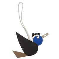 Excellent condition Hermes Birdy bag charm in Veau Epsom leather, black Bleu Hydra, Bleu Brume, silver hardware, K stamp (2025 production), 0186 [Pre-owned] HERMES