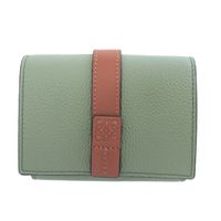 Like New Loewe Anagram Trifold Leather Green Compact Wallet 3-fold Wallet 1565 [Used] LOEWE
