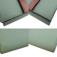 Like New Loewe Anagram Trifold Leather Green Compact Wallet 3-fold Wallet 1565 [Used] LOEWE