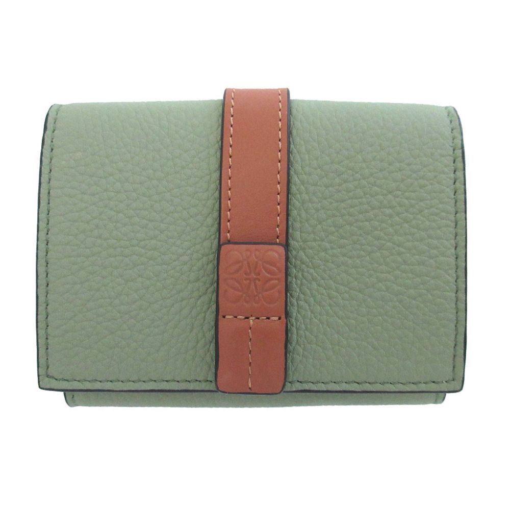 Like New Loewe Anagram Trifold Leather Green Compact Wallet 3-fold Wallet 1566 [Used] LOEWE