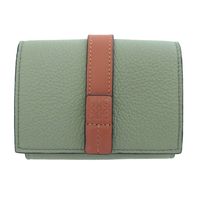 Like New Loewe Anagram Trifold Leather Green Compact Wallet 3-fold Wallet 1566 [Used] LOEWE