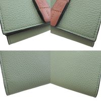 Like New Loewe Anagram Trifold Leather Green Compact Wallet 3-fold Wallet 1566 [Used] LOEWE