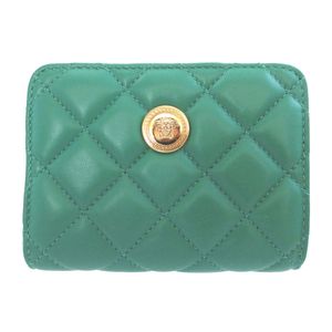 Excellent condition Versace Medusa quilted leather green bi-fold wallet 0302 [Used] VERSACE