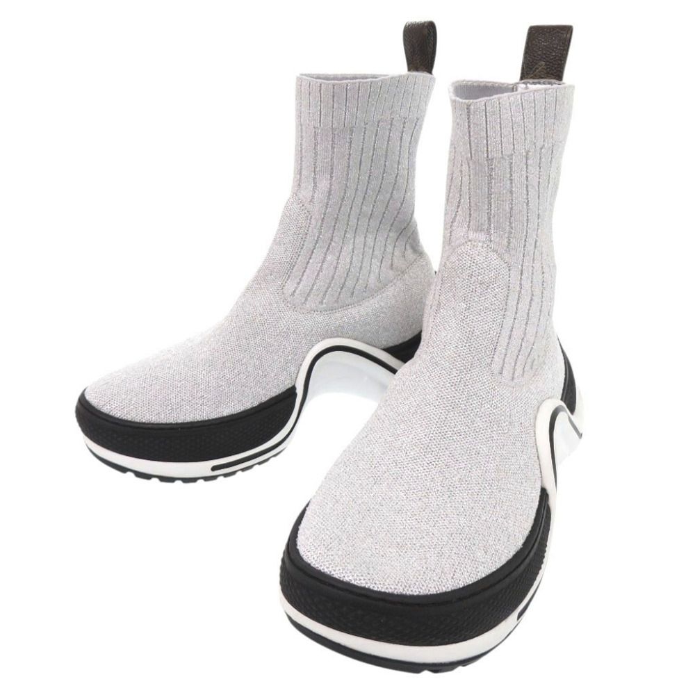 Like New Louis Vuitton LV Archlight Line Size 35 Cotton Glitter Silver Sock Sneakers LV 1181 [Used] LOUIS VUITTON
