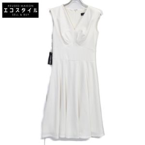 Tadashi Shoji ALG19845MDJ 白色V領無袖連身裙，2碼 [二手]