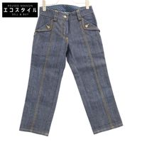 Louis Vuitton [Excellent Condition/Domestic Authentic] Yellow Stitch Cropped Denim Pants, Size 34 [Used]
