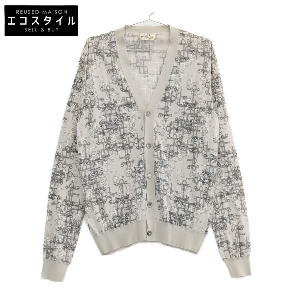Hermes [Domestic Authorized Dealer] Horsebit Pattern Cotton Cardigan Size S [Used]