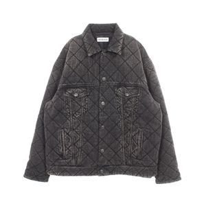 【中古】 バレンシアガ BALENCIAGA デニムジャケット キルティング ウォッシュ加工 ブラック デニム デニムジャケット レディース Used A