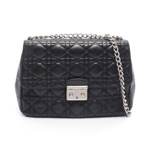 [Pre-owned] Dior Miss Dior Cannage Shoulder Bag, Black Lambskin (Sheepskin Leather), Miss Dior Chain Shoulder Bag, Women's