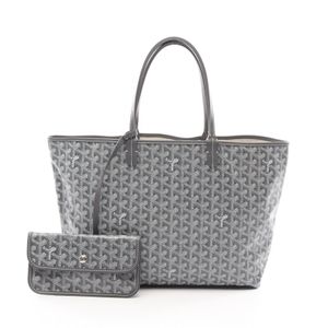 【二手】Goyard GOYARD Louis PM 手提包，灰/白，PVC塗層帆布，皮革，女士，二手