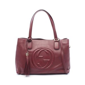 【二手】Gucci GUCCI Soho Interlocking G 2WAY 手提包 308363 酒紅色皮革 Soho 2-way Tote Bag 女士二手 A