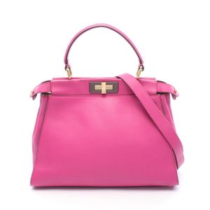 【二手】FENDIPeekaboo 常規款兩用手提包 8BN290 粉紅色皮革 Peekaboo 中號 女士二手 A