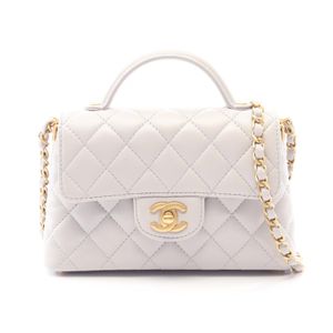 [중고] Chanel 샤넬 숄더백 마틀라세 탑 핸들 2WAY AS5355 라이트 그레이 램스킨(양가죽) 마틀라세 탑 핸들 2way 체인 숄더백