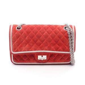 [중고] Chanel 샤넬 숄더백 2.55 마틀라세 마드모아젤 체인 A37586 레드/실버 스웨이드 레더 2.55 마틀라세 더블 플랩 체인 숄더백