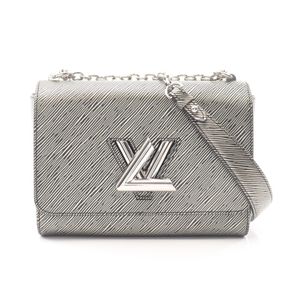 【二手】LOUIS VUITTONTwist MM 單肩包，Epi Metallic 金屬色，M54855，銀色皮革，女士，二手