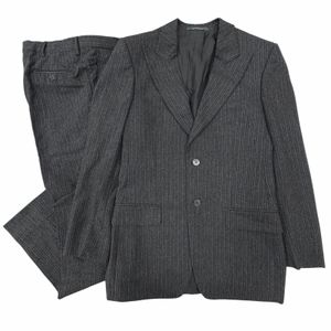 양품▼Yves Saint Laurent rive gauche 이브 생 로랑 리브 고슈 빈티지 100314 울 100% 톰 포드기 스트라이프 싱글 수트 셋업 다크 그레이 스위스제 남성용 가먼트·옷걸이 포함