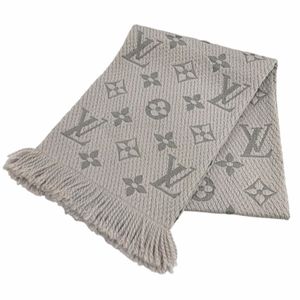 미사용급★LOUIS VUITTON 루이비통 M74742 에샬프 로고매니아 울 실크 혼방 그리페를 프린지 머플러 이탈리아제 정품 여성용