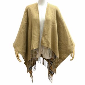 Mint Condition ★ BURBERRY 8071673 ST SLD TO VTG CHK CP 100% Wool Reversible Nova Check Pattern Fringed CAPE Poncho Beige Multi 130 x 130cm Made in Scotland Authentic Women's with Box