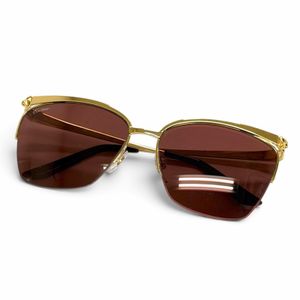 미사용품△Cartier Cartier CT0124S 팬더 드 까르띠에 캣아이 선글라스 골드 보르도 렌즈: 보르도 59□16 140 데모 렌즈 프랑스제 여성용 박스 포함