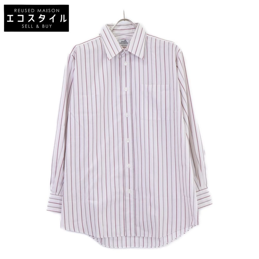 Hermes Stripe Sellier Button Dress Shirt, Size 40 [Used]