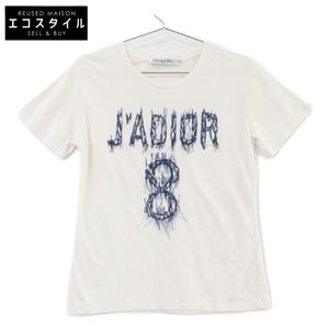 크리스찬 디올 123T04A4435 J'ADIOR 8 자수 티셔츠 XS【중고】