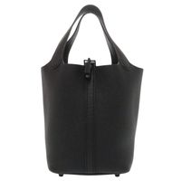 Like New Hermes Picotin Lock PM Monochrome So Black Taurillon Clemence Leather Black Z Stamp (2021) Handbag Black 1374 [Pre-owned] HERMES