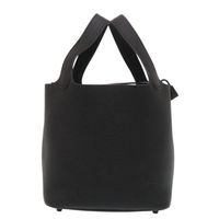 Like New Hermes Picotin Lock PM Monochrome So Black Taurillon Clemence Leather Black Z Stamp (2021) Handbag Black 1374 [Pre-owned] HERMES