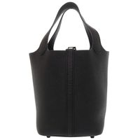 Like New Hermes Picotin Lock PM Monochrome So Black Taurillon Clemence Leather Black Z Stamp (2021) Handbag Black 1374 [Pre-owned] HERMES
