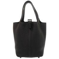 Like New Hermes Picotin Lock PM Monochrome So Black Taurillon Clemence Leather Handbag, Black, Z Stamp (2021), 1233 [Pre-owned] HERMES