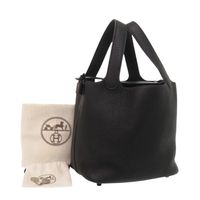 Like New Hermes Picotin Lock PM Monochrome So Black Taurillon Clemence Leather Handbag, Black, Z Stamp (2021), 1233 [Pre-owned] HERMES