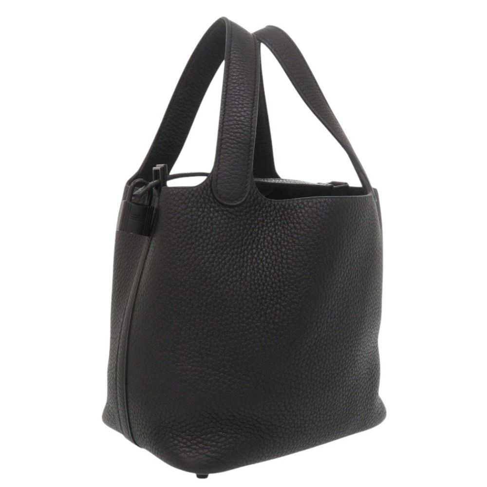 Like New Hermes Picotin Lock PM Monochrome So Black Taurillon Clemence Leather Handbag, Black, Z Stamp (2021), 1233 [Pre-owned] HERMES
