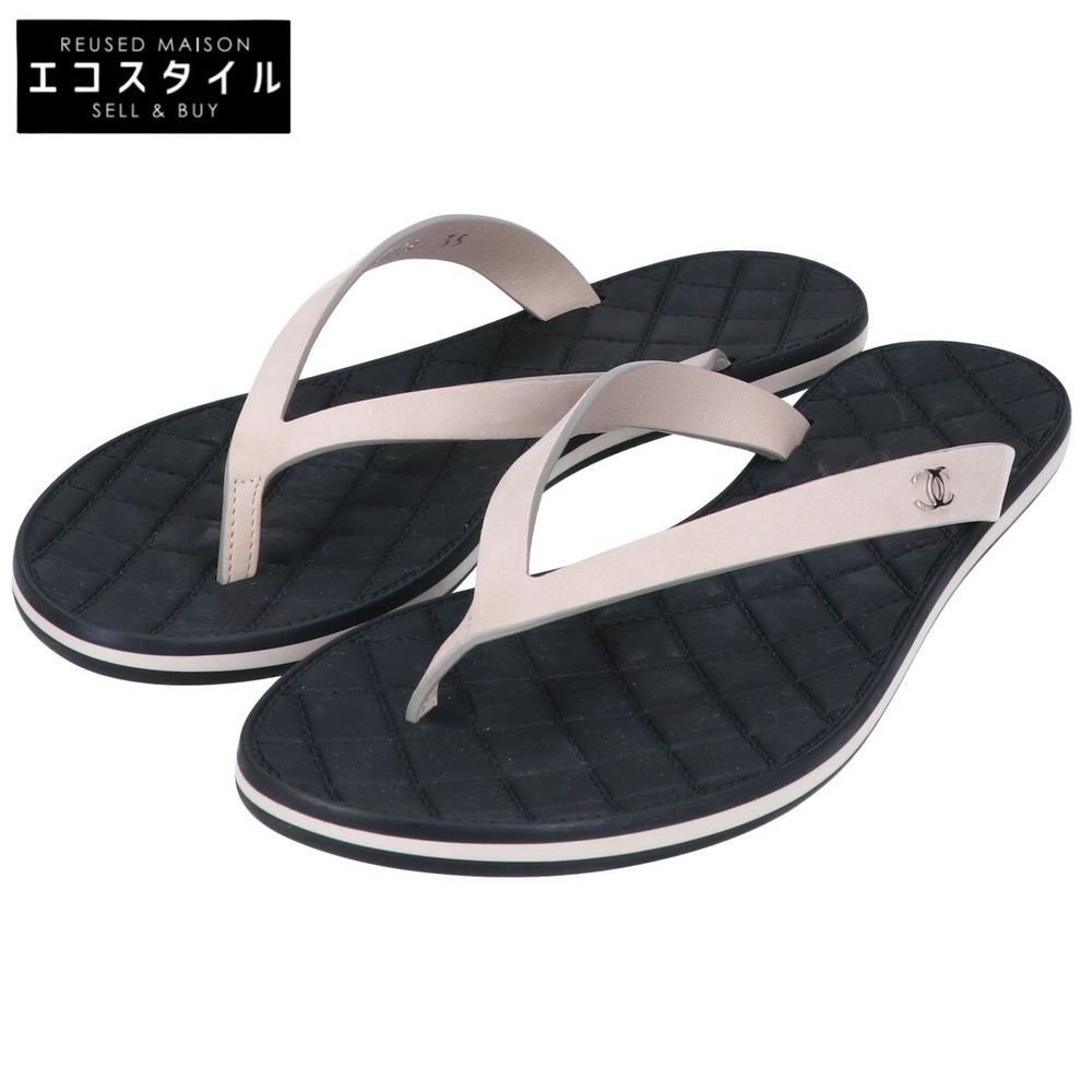 Chanel 15P G30778 X02270 Coco Mark Matelassé Beach Sandals, Size 35 [Used]