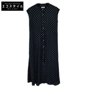 DRESSTERIOR 085-52004 네이비 도트 프린트 프렌치 슬리브 원피스 36 [중고]