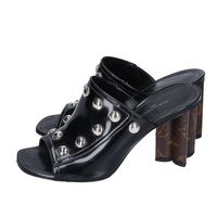 Louis Vuitton 2021 model, black patent leather studded silhouette line mule sandals, size 37 [Used]