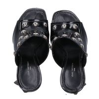 Louis Vuitton 2021 model, black patent leather studded silhouette line mule sandals, size 37 [Used]