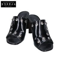 Louis Vuitton 2021 model, black patent leather studded silhouette line mule sandals, size 37 [Used]