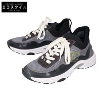 Chanel G36258 Black x Gray Mesh Coco Mark Sneakers, Size 37 [Used]