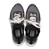 Chanel G36258 Black x Gray Mesh Coco Mark Sneakers, Size 37 [Used]