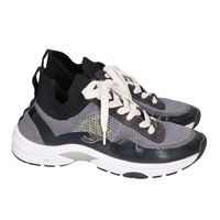 Chanel G36258 Black x Gray Mesh Coco Mark Sneakers, Size 37 [Used]