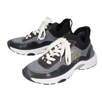 Chanel G36258 Black x Gray Mesh Coco Mark Sneakers, Size 37 [Used]