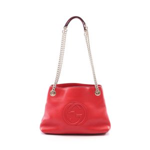 [중고] Gucci 구찌 숄더백 소호 387043 레드 레더 소호 체인 숄더 토트백 여성용 Used A