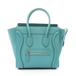 【二手】 CELINE Luggage Micro Shopper 手提包，祖母綠皮革，女士，二手 A