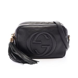 [중고] Gucci 구찌 숄더백 소호 디스코백 인터로킹 G 308364 블랙 레더 소호 디스코백 스몰 여성용