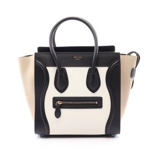【二手】 CELINE Luggage Micro Shopper 手提包 167793 白色/黑色/灰褐色皮革絨面革 Luggage Micro Shopper 三色
