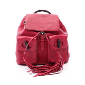 [중고] Gucci 구찌 뱀부 태슬 럭색 백팩 370833 마젠타 레더 백팩 여성용 Used A