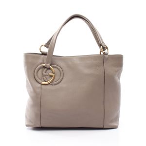 【二手】Gucci 雙G互扣手提包 309528 灰褐色皮革雙G互扣手提包 女士二手 B