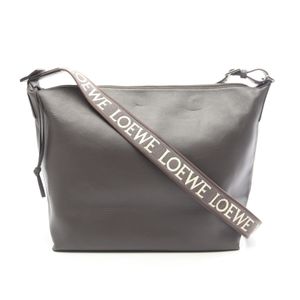 【중고】 LOEWE 숄더백 쿠비 레귤러 다크 브라운/아이보리 레더 여성용 Used A