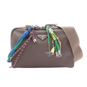 【二手】Prada PRADA 單肩包 VIT.DAINO 2VH181 灰褐色/多色皮革三角 Logo 兩用斜挎包 男士二手 A