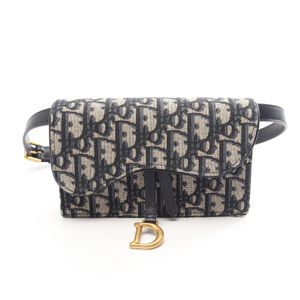 [Used] Dior Waist Bag Body Bag Oblique Saddle Belt Pouch Navy/Ivory Canvas Leather Oblique Saddle Belt Pouch